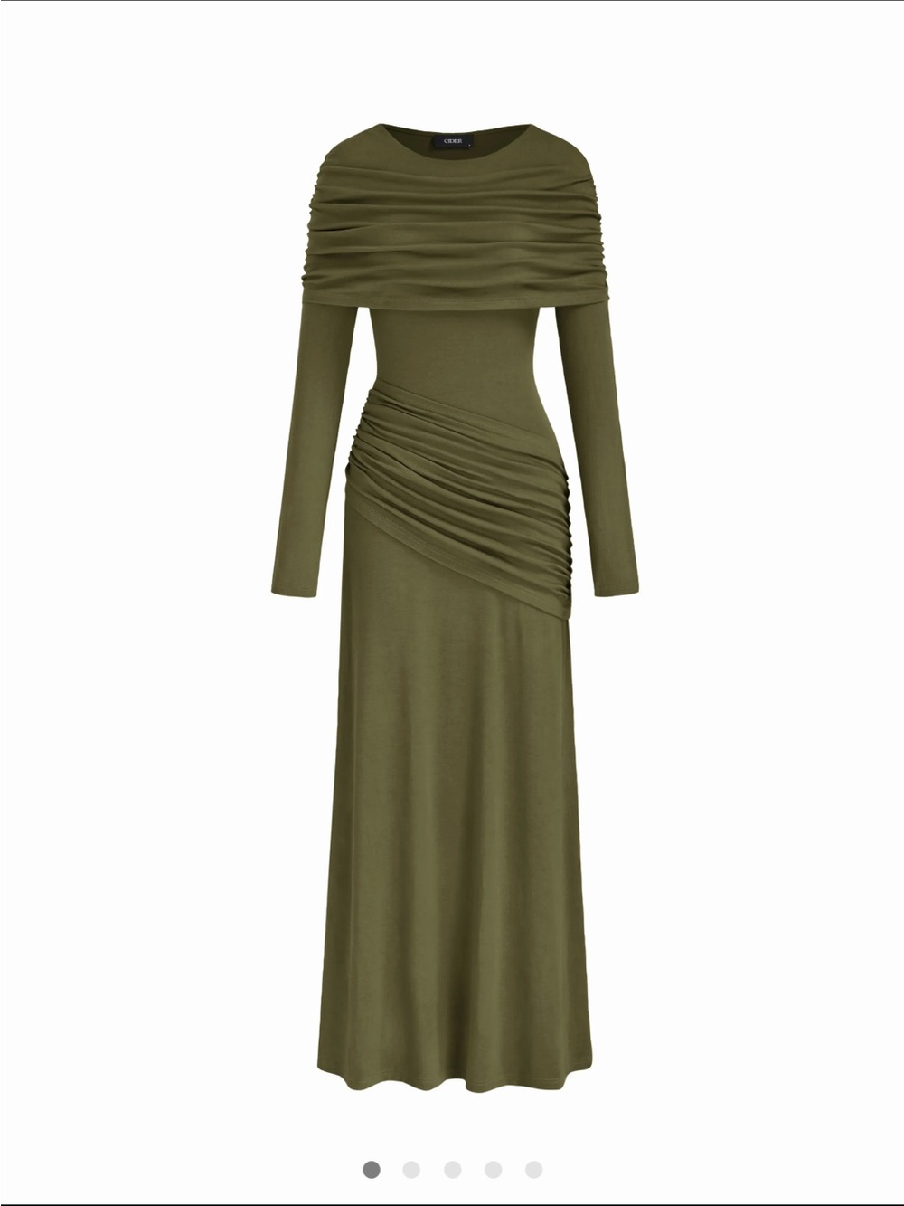 Olivia Olive Green Ruched Long Sleeve Maxi Dress 🫒 Sz large